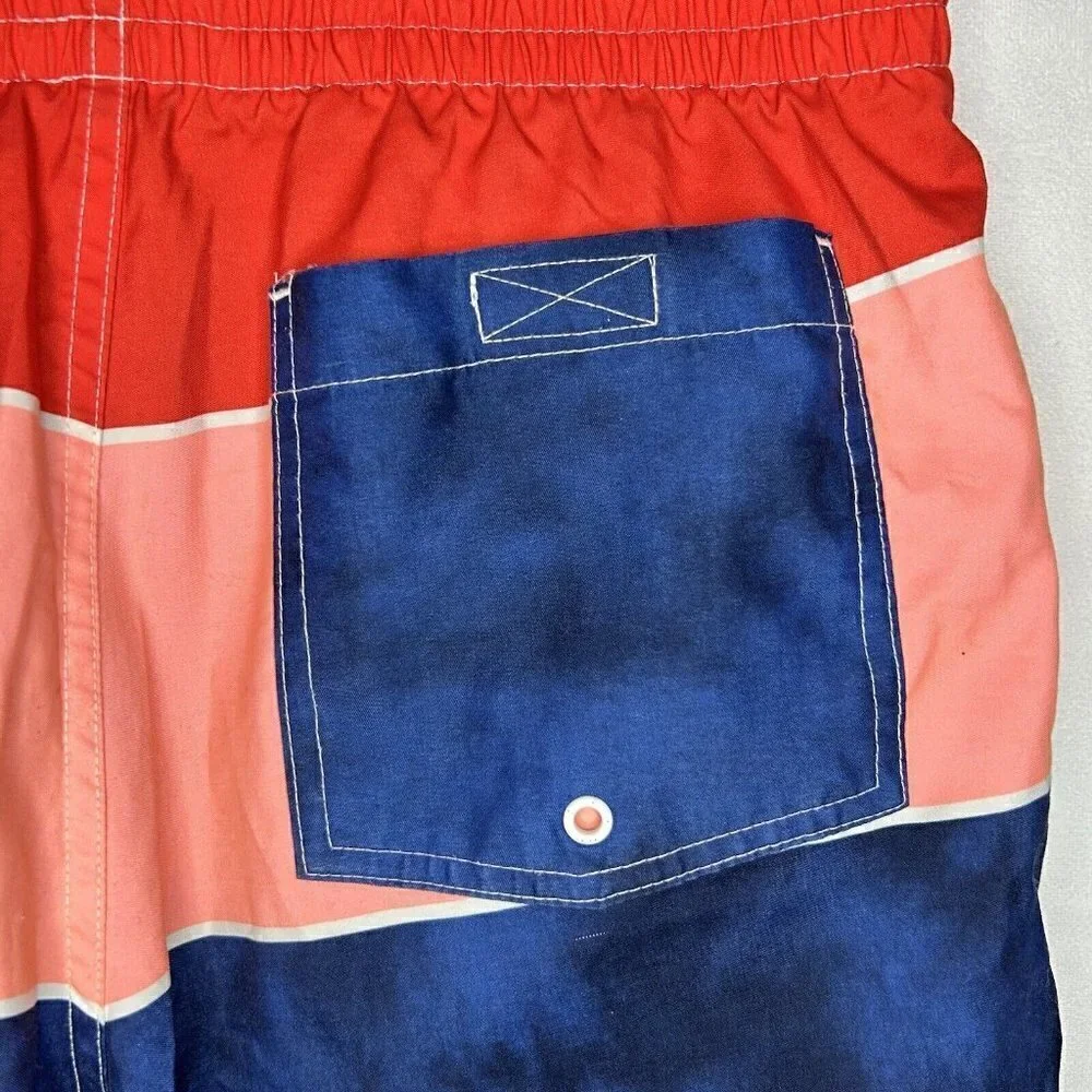 Old Navy Lace Up Mid Rise Multicolor Polyester Swim Trunks Board Shorts Sz M